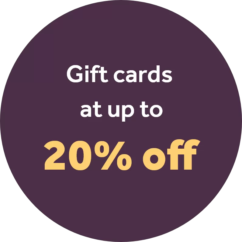Gift cards at up to 20% off
